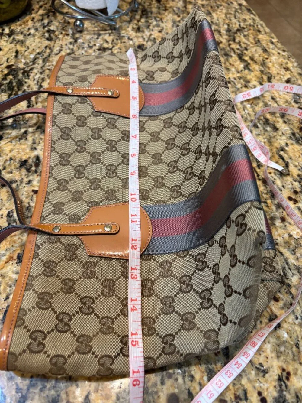 ❤️Host Pick❤️ Gucci Jolicoeur Stripe Tote/Bag Beige/Brown canvas- Monogrammed